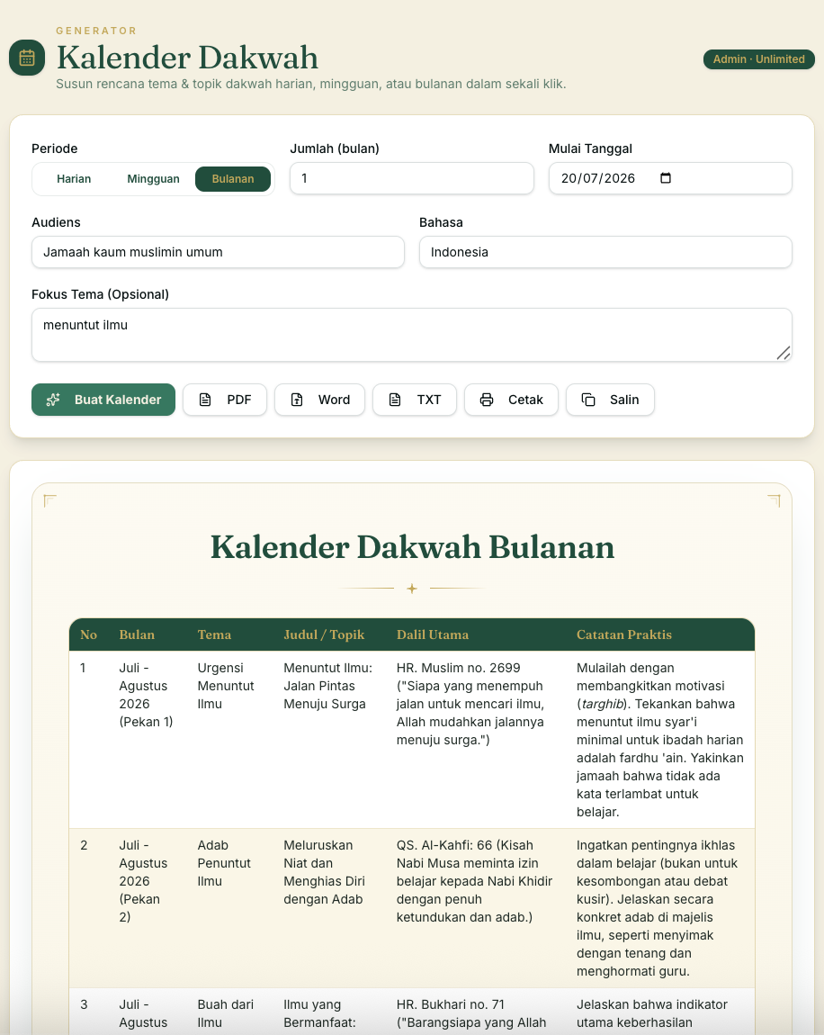 Kalender Dakwah Generator