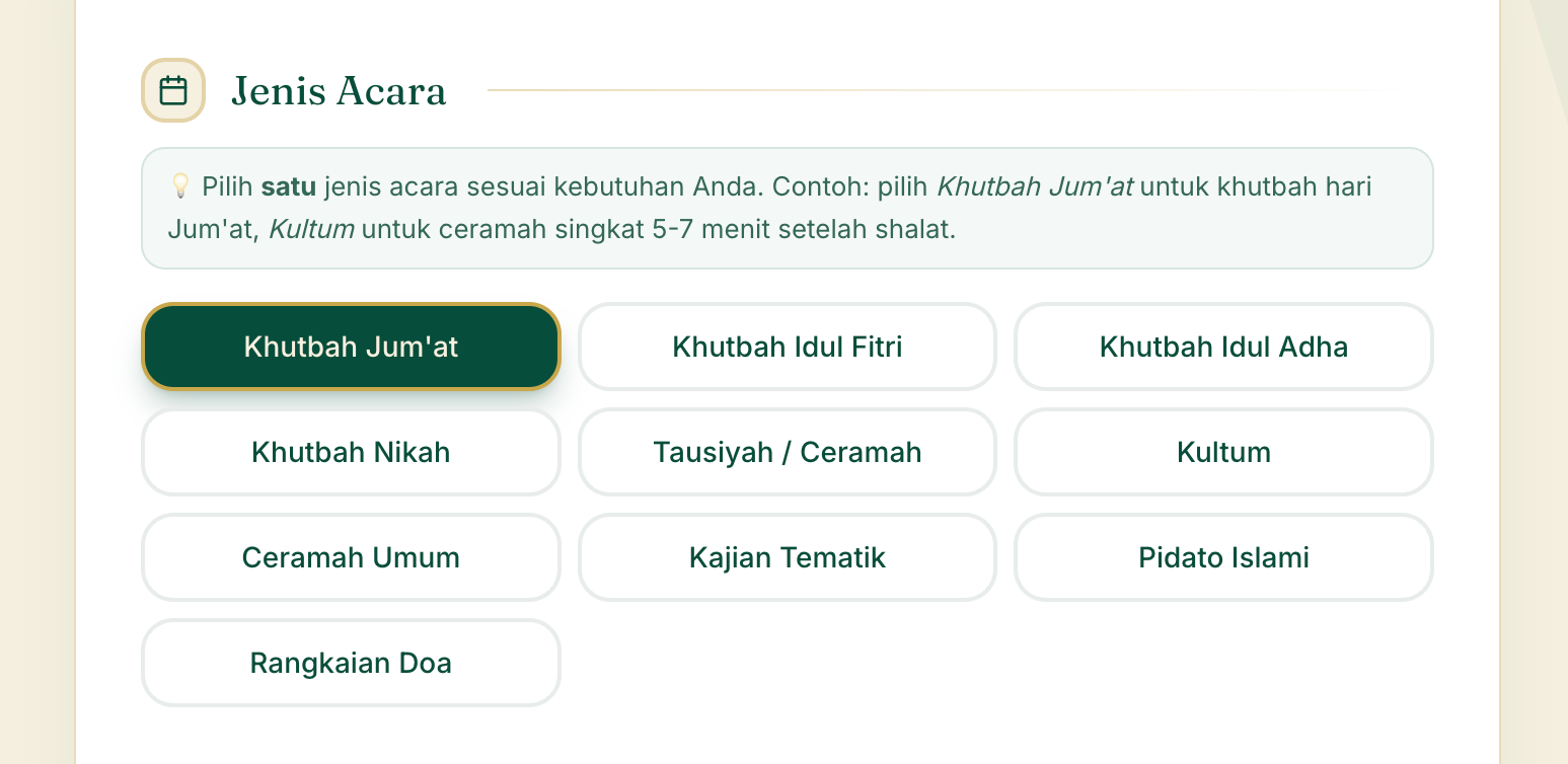 Pilih Jenis Acara