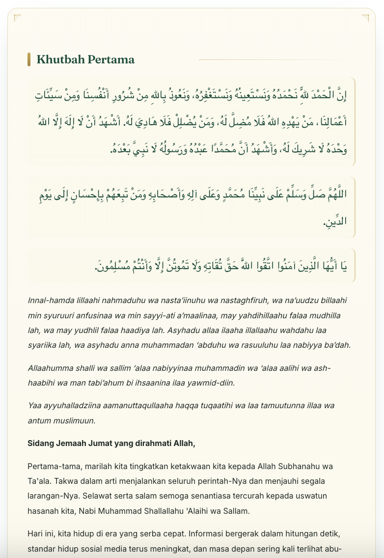 Contoh naskah Khutbah Jum'at halaman 1